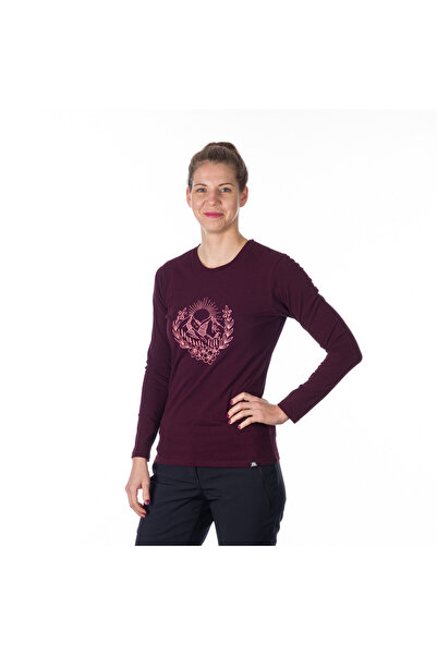 NORTHFINDER Women's breathable cotton-rich t-shirt with print DOROTHEA winemelange