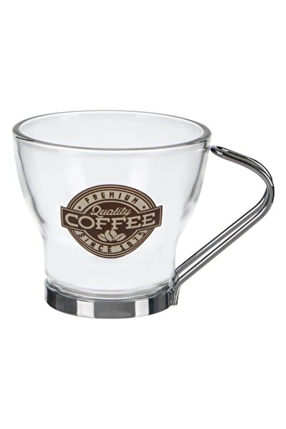 SHOPIENS Cană de sticlă cu mâner metalic, 85 ml, transparentă - MYONNA