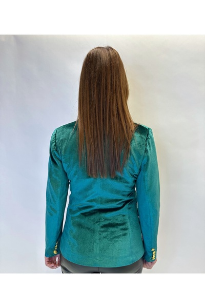 IFASTFASHION Elegant women's velvet jacket with gold buttons - fitted cut