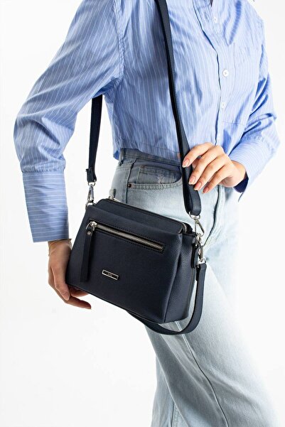 Les Crioch حقيبة كتف وحقيبة يد نسائية أنيقة ذات 5 أقسام باللون الأزرق الداكن،...