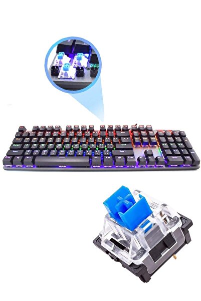 jedel Arabic English Mechanical Gaming Keyboard with Rainbow RGB LED Backlight Fast Response USB Wir