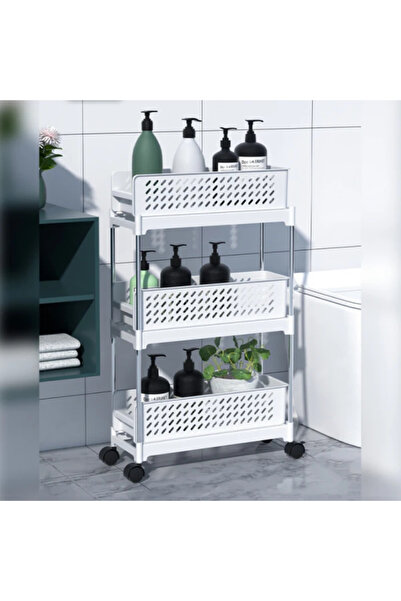 Rovitech Organizator portabil cu 3 rafturi glisante, 85,9 x 46 x 18 cm, alb