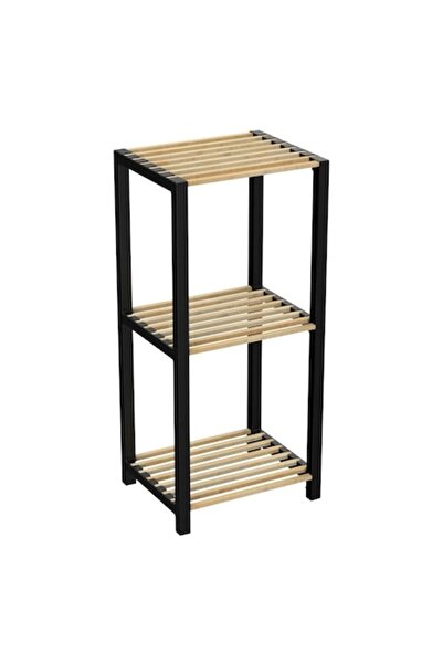 SHOPIENS Raft din lemn MDF, 3 rafturi, negru, 35x29x78 cm