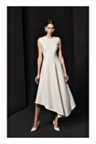 Rashid by Raşit Bağzıbağlı Asimetrik Etek Formlu Midi Boy Elbise