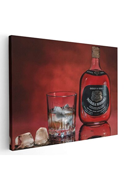 Tablou Canvas Tablou sticla si pahar whisky cu gheata Nikka, cod 4034