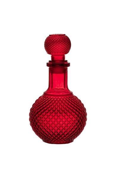 ANTBRO Round Liquor Bottle, Relief Diamonds, Red Color, 0.5L Capacity