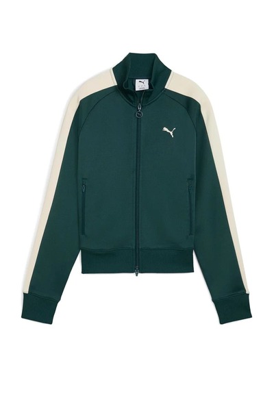 Puma Kadın T7 Always On Dik Yaka Fermuarlı Eşofman Üstü - Yeşil