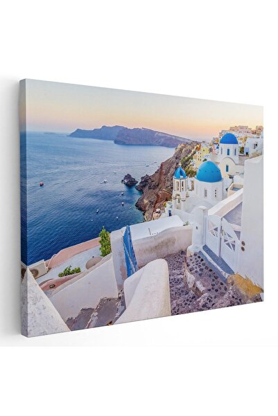 Tablou Canvas Tablou peisaj Santorini Grecia albastru alb, cod 1895