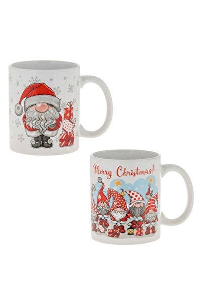 SHOPIENS Σετ Χριστουγεννιάτικων Κεραμικών Κούπων, Σχέδιο Gnome, Πολύχρωμες, 3...