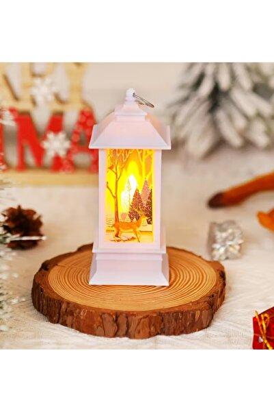 zola Διακοσμητικό χριστουγεννιάτικο φαναράκι, ζεστό φως LED, Ελάφι, 12,5 x 5,3 x 5,3 cm, λευκό