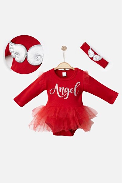 Dumledo Red Tutu Dress and Bandana 2-Piece Baby Girl Set with Angel Wing Detail