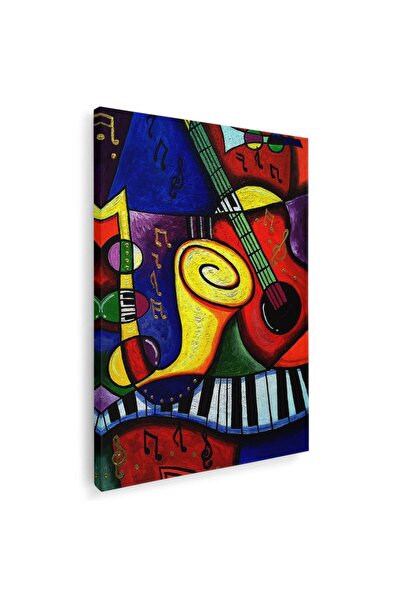 Tablou Canvas Tablou pictura stil cubism instrumente muzicale, cod 2057