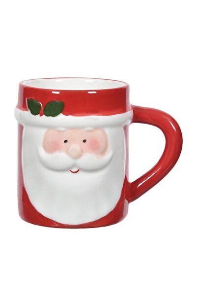 SHOPIENS Cană ceramică de Crăciun Moș Crăciun 3D, 300 ml, roșu-alb