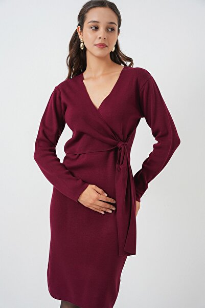 Hiccup Bdart V-Neck Lace-Up Tight Midi Dress