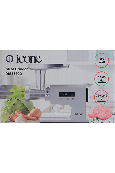 Ikon Icon Meat Grinder 600 Watts Steel + Accessories - Model MG3860D