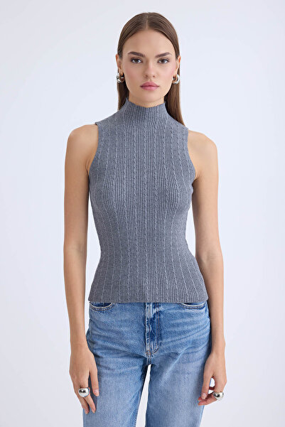 Vitrin Блузка з високим коміром, в'язаний візерунок, без рукавів