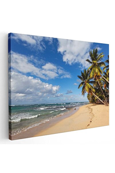 Tablou Canvas Tablou peisaj plaja cu palmieri, cod 4371