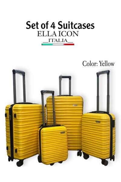 ELEGANT G حقيبة سفر بعجلات - مجموعة من 4 قطع - بعجلات دوارة (14 بوصة + 20 بوصة + 24 بوصة + 28 بوصة) من الألياف