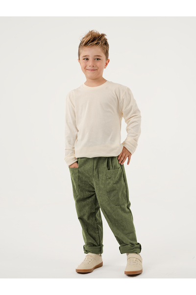 Catz Kids 2-Pack Soft Velvet Boyfriend Pants (Khaki & Cream)