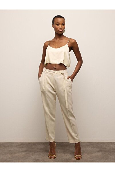 BAQA Düğmeli Kuşak Detaylı Boru Paça Pantolon