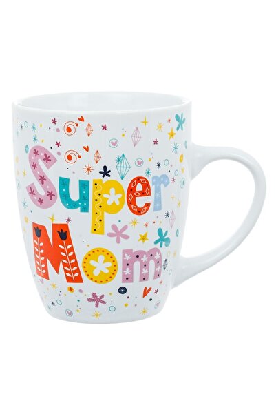 SHOPIENS Porcelain Mug Multicolor "Super Mom", 340 ml, White
