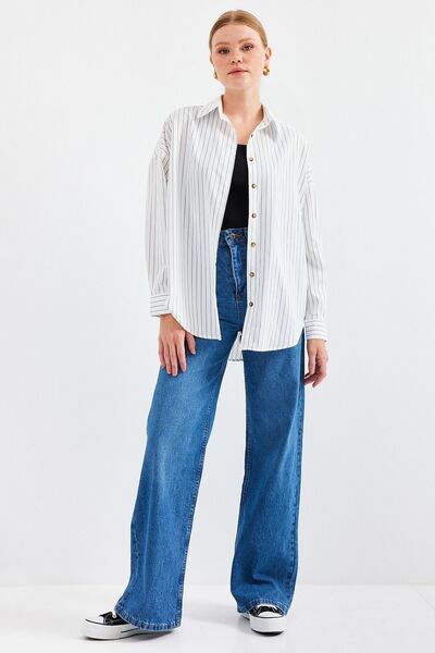 Hiccup Bdart Buttoned Striped Poplin Top Shirt