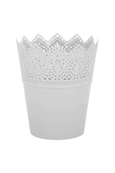 ANTBRO Masca Ghiveci, Plastic, Model Dantela, Culoare Alba, Dimensiuni 8.5x15cm