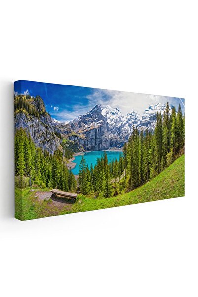 Tablou Canvas Tablou peisaj munte lacul Oeschinen Elvetia, cod 1759