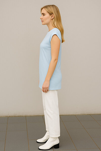 Dİ GİYİM Women's Modal Mixed Fabric Perfectly Smooth Crop Neckline Sleeveless Tunic