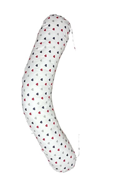 OEM Lucia 3-in-1 pregnancy pillow, Optimal air circulation, Colorful hearts pattern, 135x35 cm, removable cover