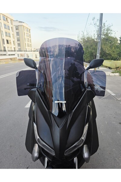 MOTOCAM Yamaha Xmax 250 Ön Cam 2014-2017 Model 59cm Siyah Renkli 4mm ELCİKLİ