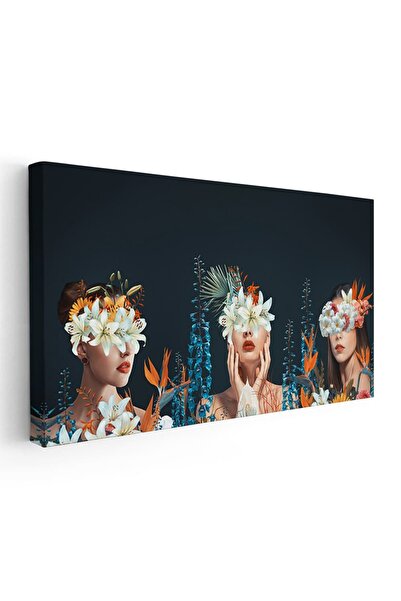 Tablou Canvas Tablou colaj trei femei cu flori pe ochi, cod 2117