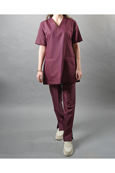 KAKİ بدلة تمريض نسائي (عنابي)