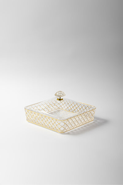 Bin Shihoun صينية أكرلك بغطاء مربع بنقشة ذهبية