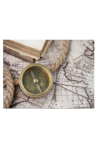 Tablou Canvas compass with old map, brown, gold, code 1099