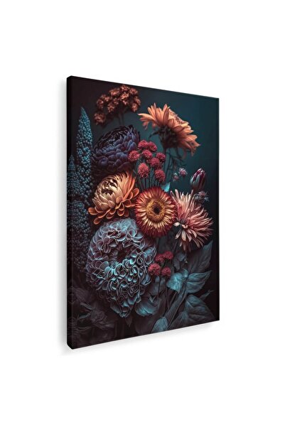 Tablou Canvas Tablou buchet flori variate in nuante de ocru, cod 1686