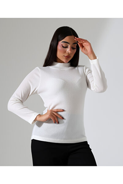 Fi'l Arz Fashion Women's Knitted Stretchy Short Inner High Neck Plus Size Sweater