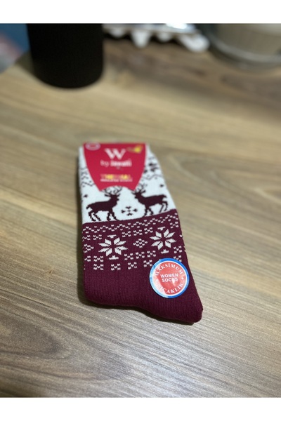 BY JAWALLİ SOCKS Women's Thermal Christmas Patterned Socks