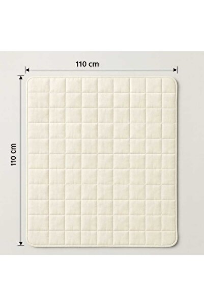 Mayras Cotton Baby %100 Pamuklu Bebek/Çocuk Kare Çanta Taşımalı Ekru Renk Oyun Minderi 110cmx110cm