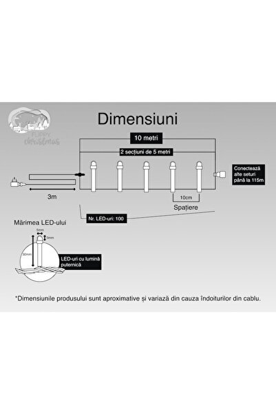 GOLD MARKET Linear Christmas installation type IP44, 8 light games, 10m, 100 LEDs, cool white