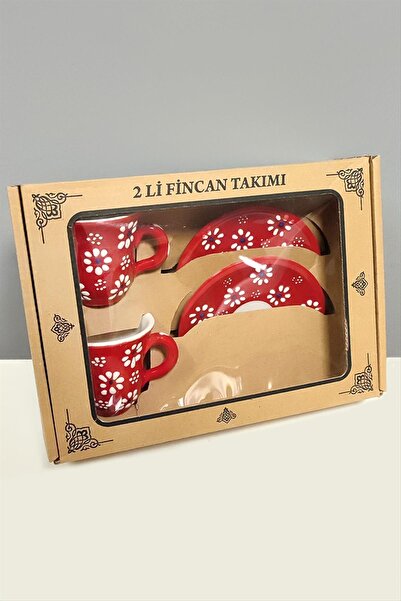 feryal Daisy Patterned Ceramic Double Cup Set