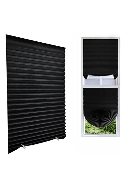LUXER Self-Adhesive Pleated Blind, Adjustable, Installation Without Drilling, Black, Dimensions 90x180 cm –