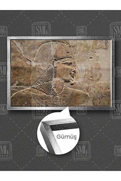 SML TABLO Mısır Tanrısı Mermer Ra Antik Mısır Duvar Rölyef Çerçeveli Yatay Ka...