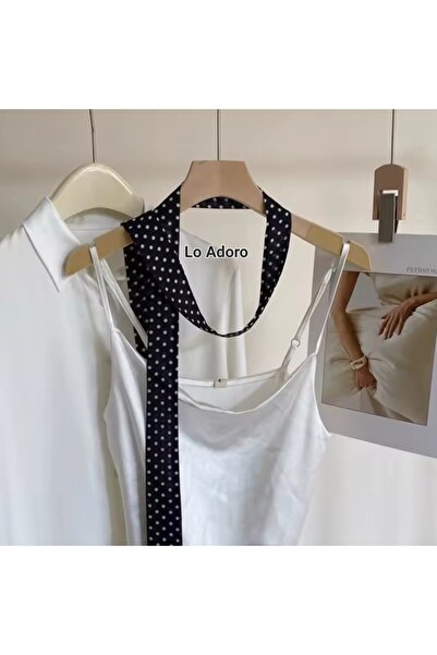 LO ADORO Women's Black and White Polka Dot Scarf Shawl Belt Accessory