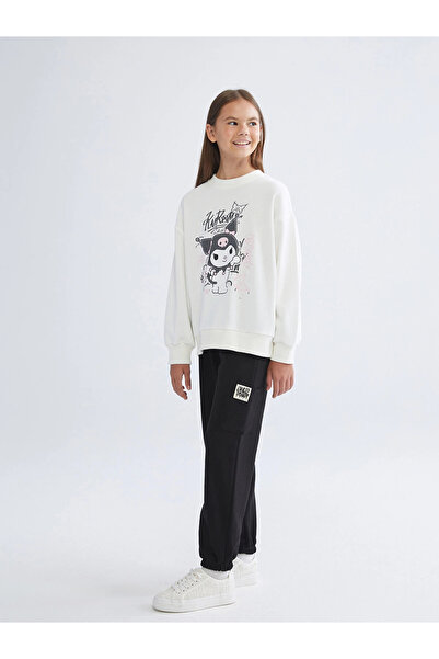 LC Waikiki Φούτερ LCW Kids Μαύρη ελαστική μέση για κορίτσια Jogger