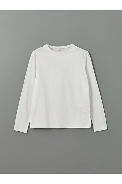 LC Waikiki LCW Kids Beyaz Bisiklet Yaka Kız Çocuk Tişört