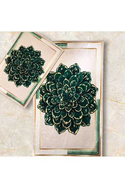 Evimora Home سجادة حمام منقوشة من الألياف الدقيقة المخملية مع قاعدة مانعة للا...