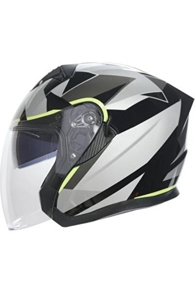 KC ÇENESİZ VİZÖRLÜ YAZLIK KASK [KC528-1] SİYAH - GRİ - NEON SARI