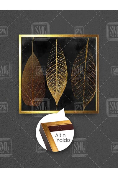 SML TABLO Luksuzna zlatna dekoracija sa zlatnim listićima, uokvirena kvadratn...