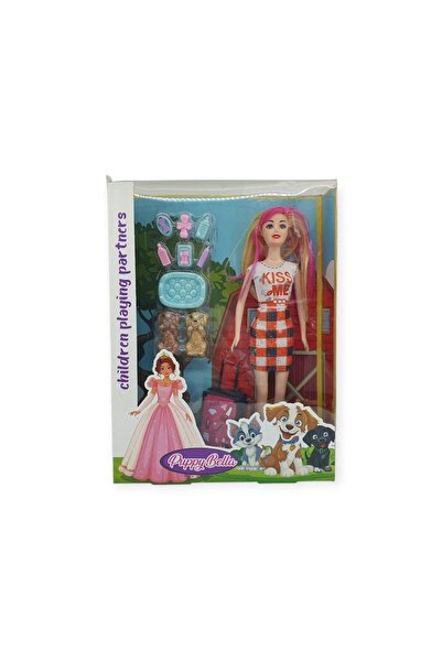 Lisinya مجموعة العناية بالطفل والكلب بيبي بيلا 30 سم - فستان برتقالي (ليسينيا)